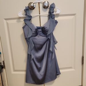 Stylish Satin Dress with Ruffled Straps